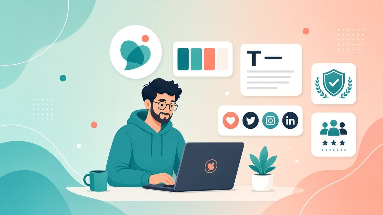 Branding tips for startups in 2026—founder building brand identity with logo, colors, and messaging