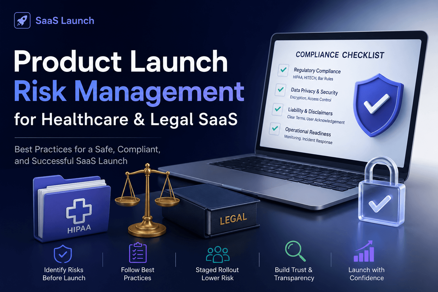 Product launch risk management checklist for launching a healthcare or legal SaaS