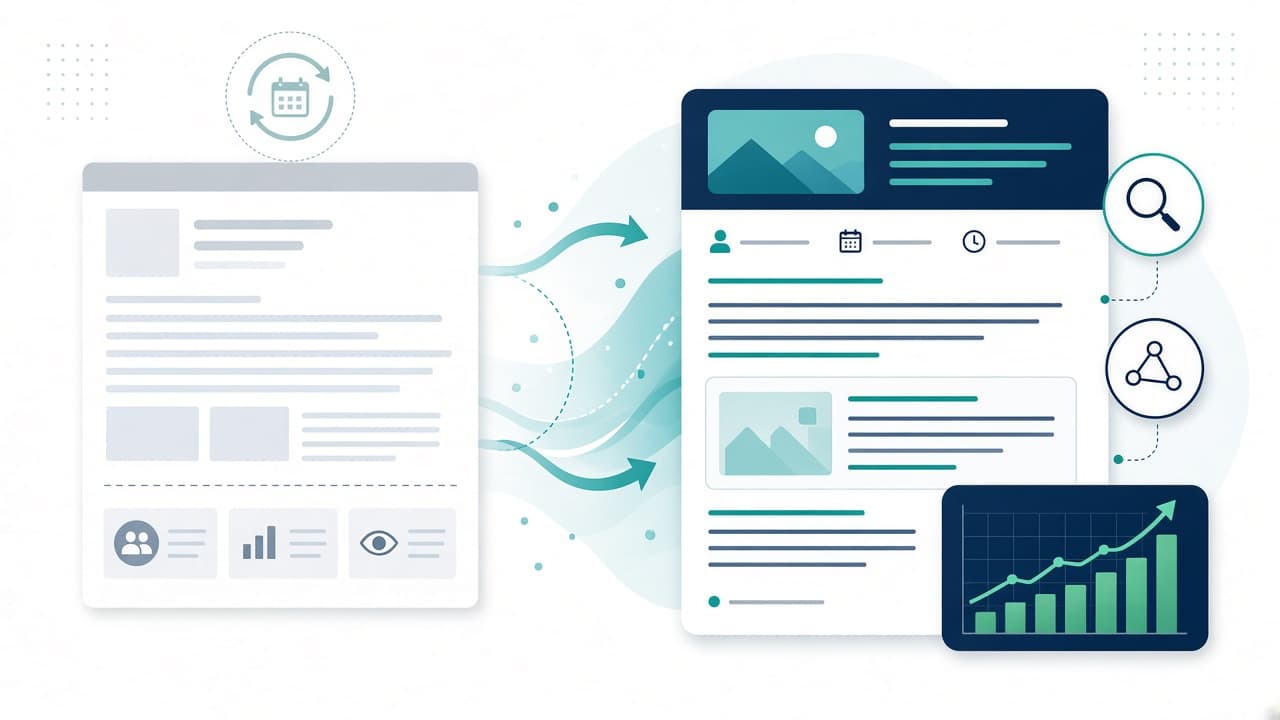 SaaS content refresh strategy—updating an old blog post for better organic search performance and rising traffic