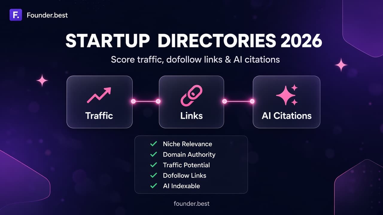 Startup directories in 2026 — scoring framework for traffic, dofollow links, and AI citation value