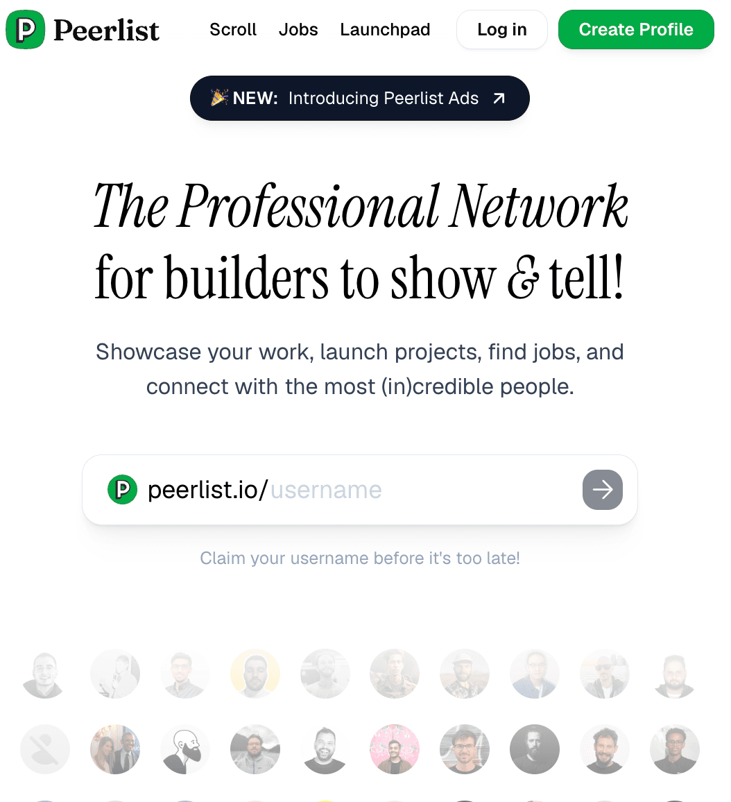 Peerlist Launchpad weekly launch page