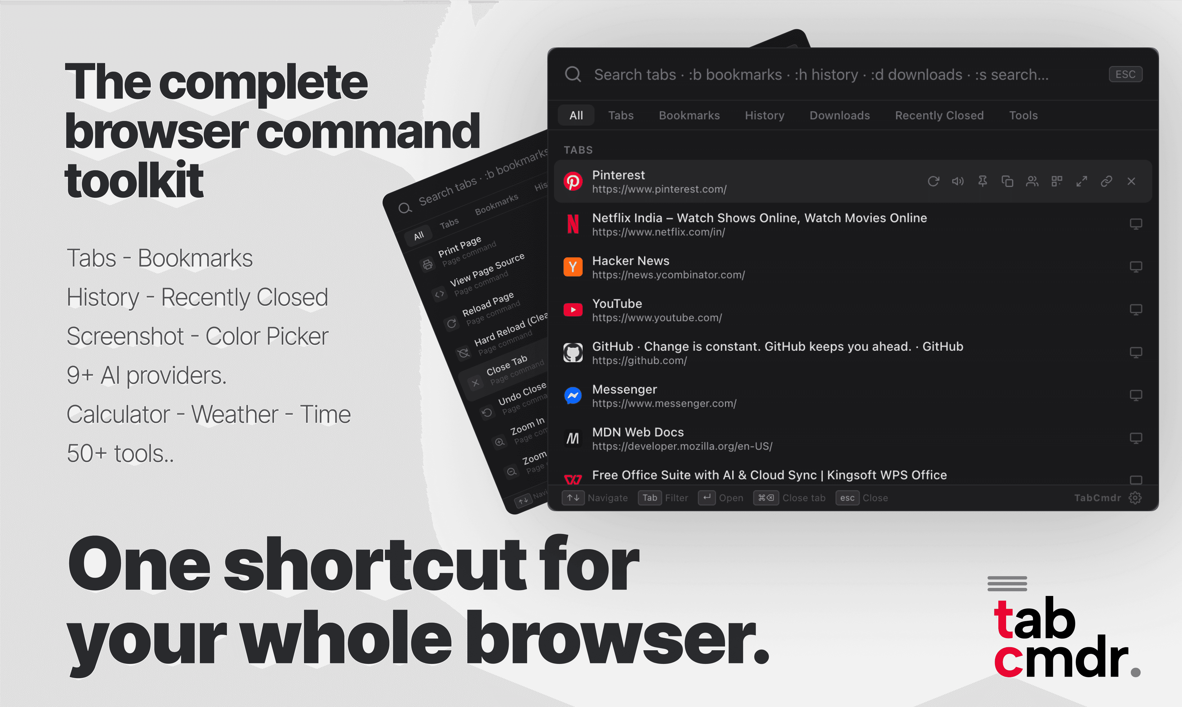 TabCmdr: The Ultimate Chrome Productivity Extension screenshot
