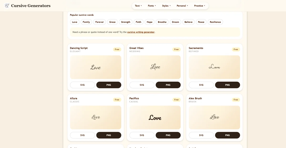 Cursive Generator preview