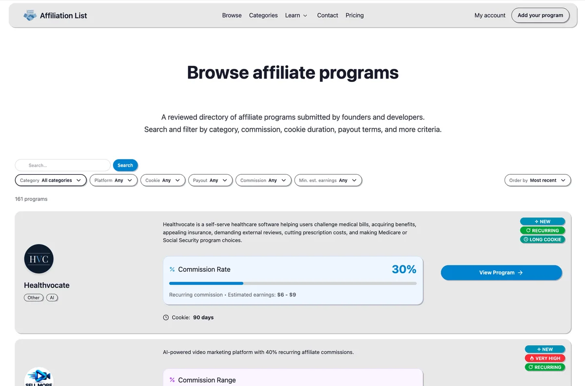 Affiliation List screenshot 3