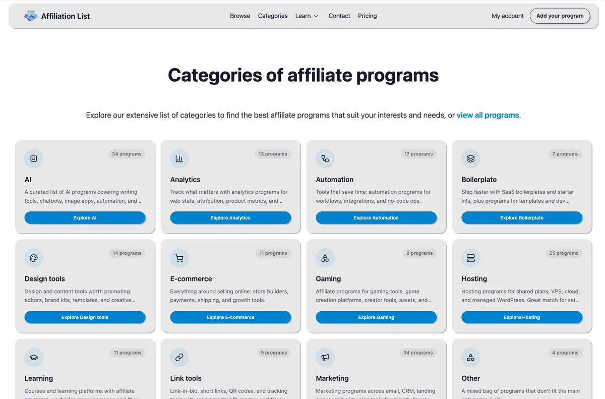 Affiliation List screenshot 4
