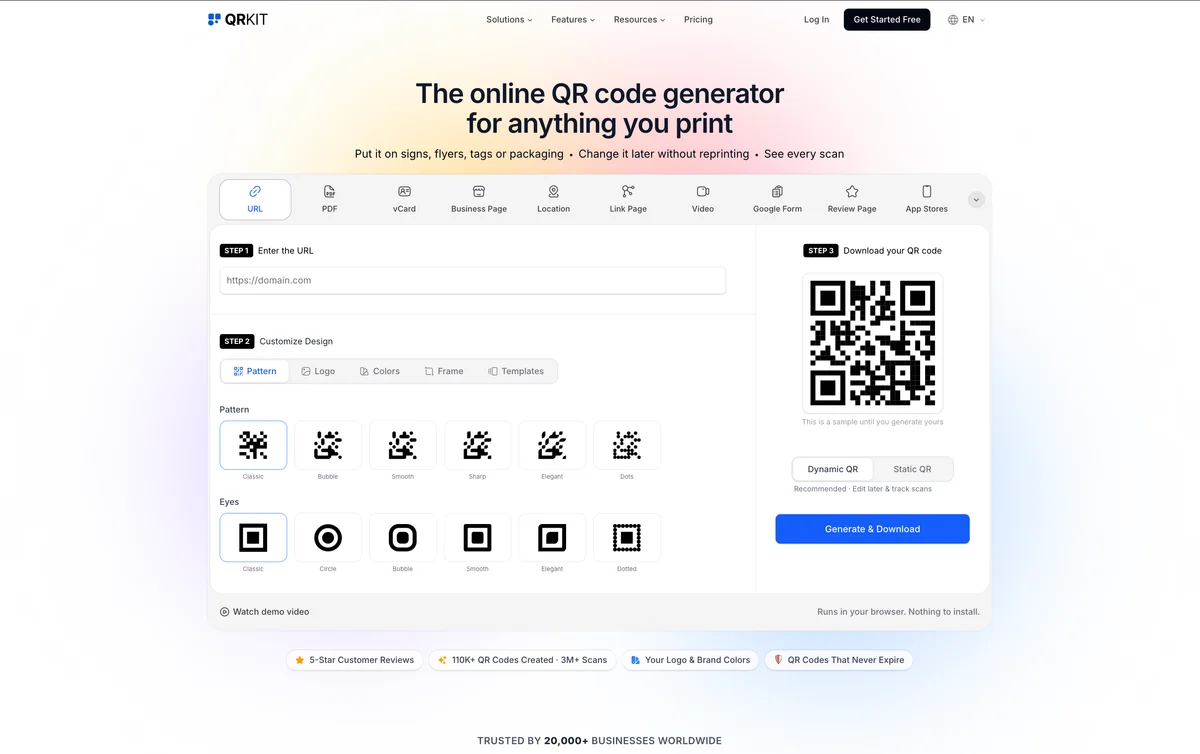 QRKIT - Create and manage dynamic QR codes effortlessly.