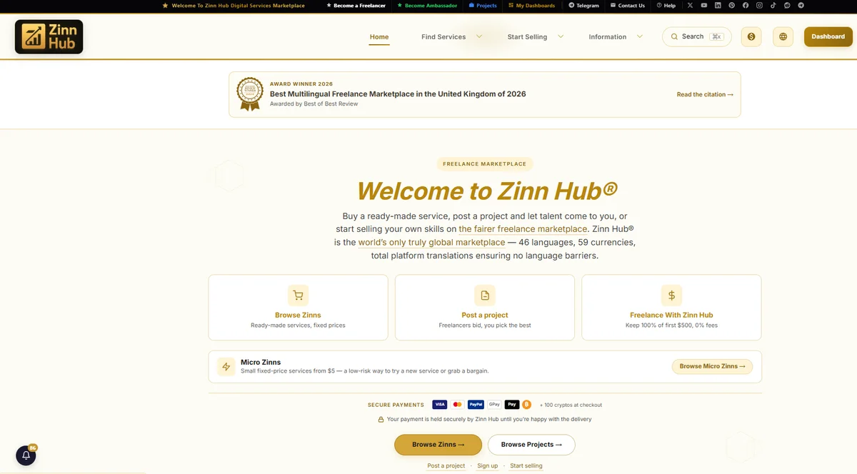 Zinn Hub® Freelance Marketplace preview
