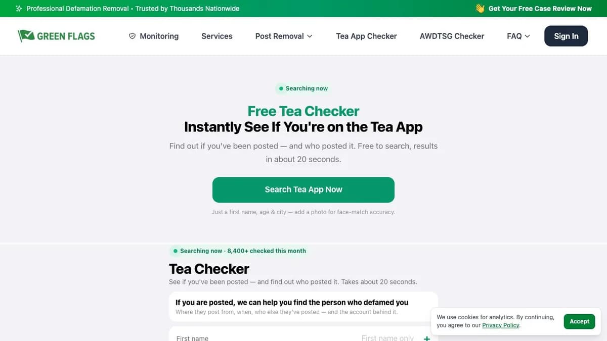 Tea App Green Flags — Tea App Checker - Instant, free search to see if you're on the Tea app