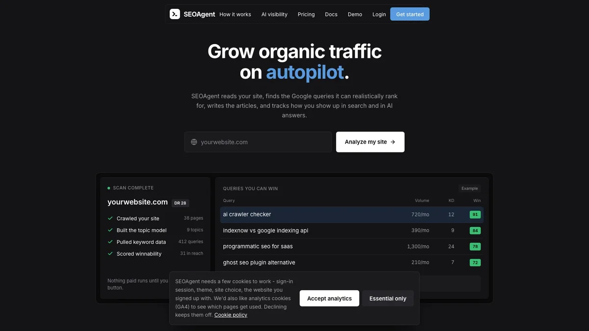 SEOAgent - AI SEO software that grows organic traffic on autopilot