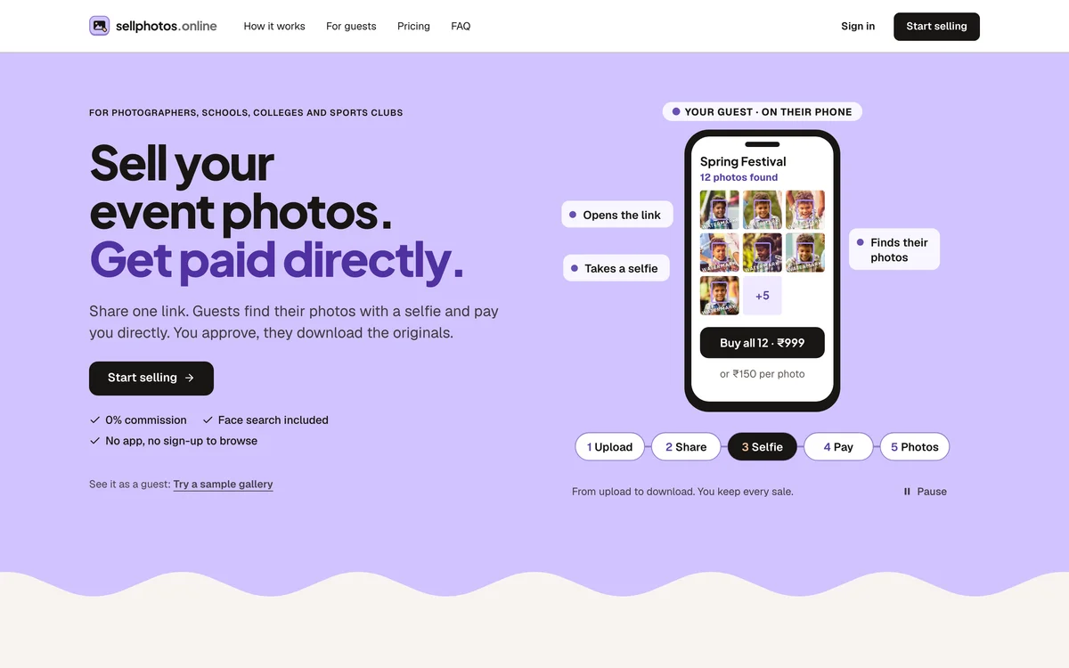sellphotos.online - Sell your event photos. Get paid directly.