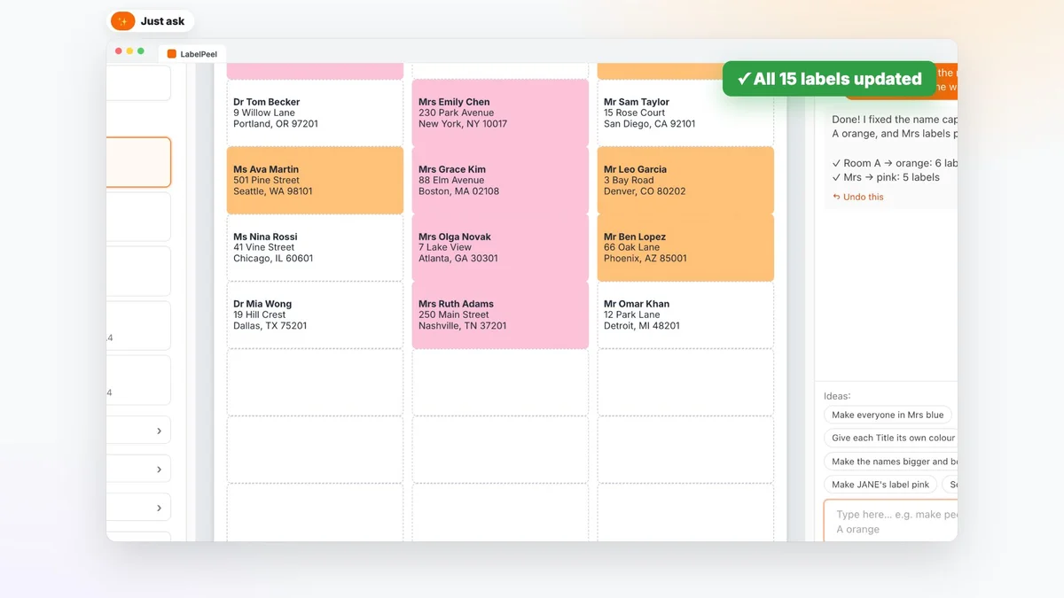 LabelPeel - Print labels from Excel & Google Sheets, without the mail merge.