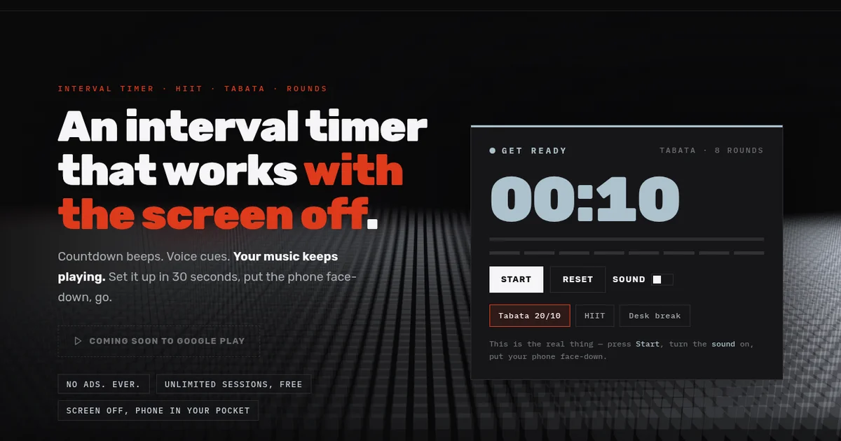 Intertakt - Intervals you can hear: a HIIT and Tabata timer that works with the screen off