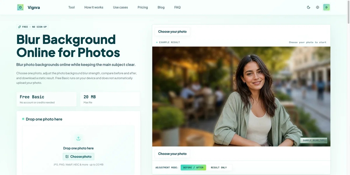 Blur Background - Blur photo backgrounds online while keeping the main subject clear.