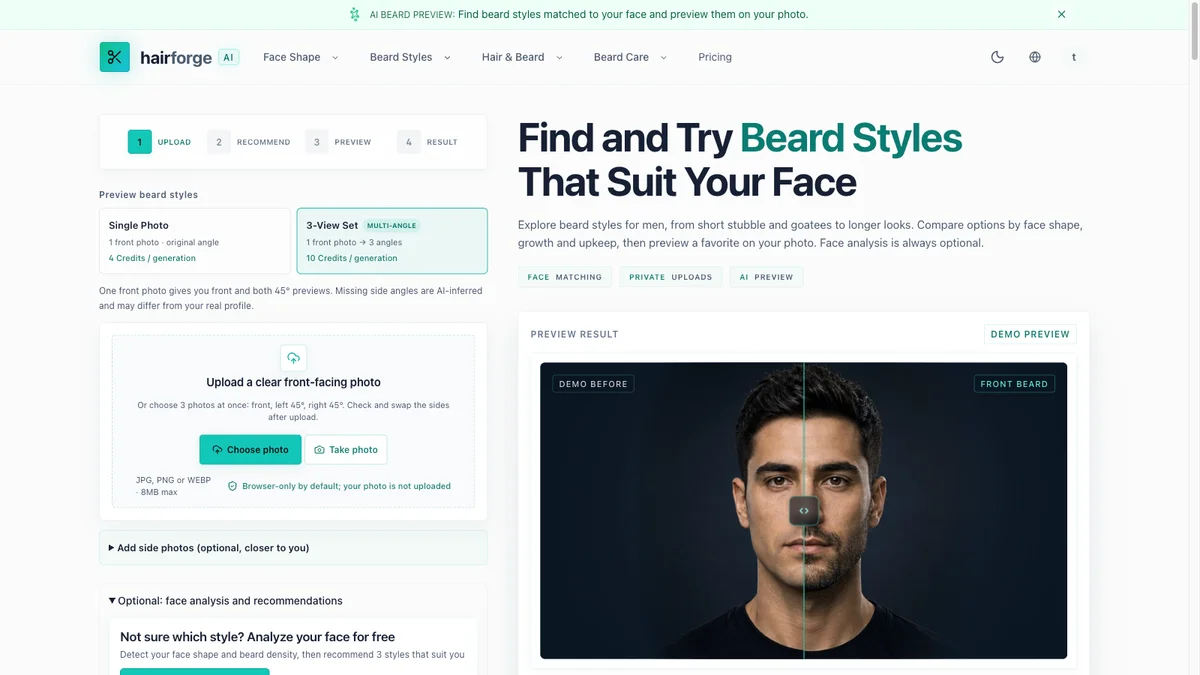 hairforge - Compare beard styles and preview grooming directions with AI