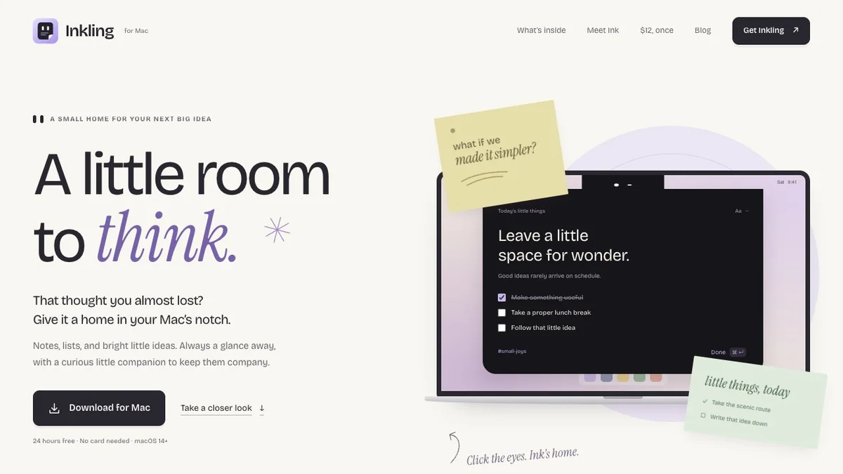 Inkling - Notes that live in your MacBook notch