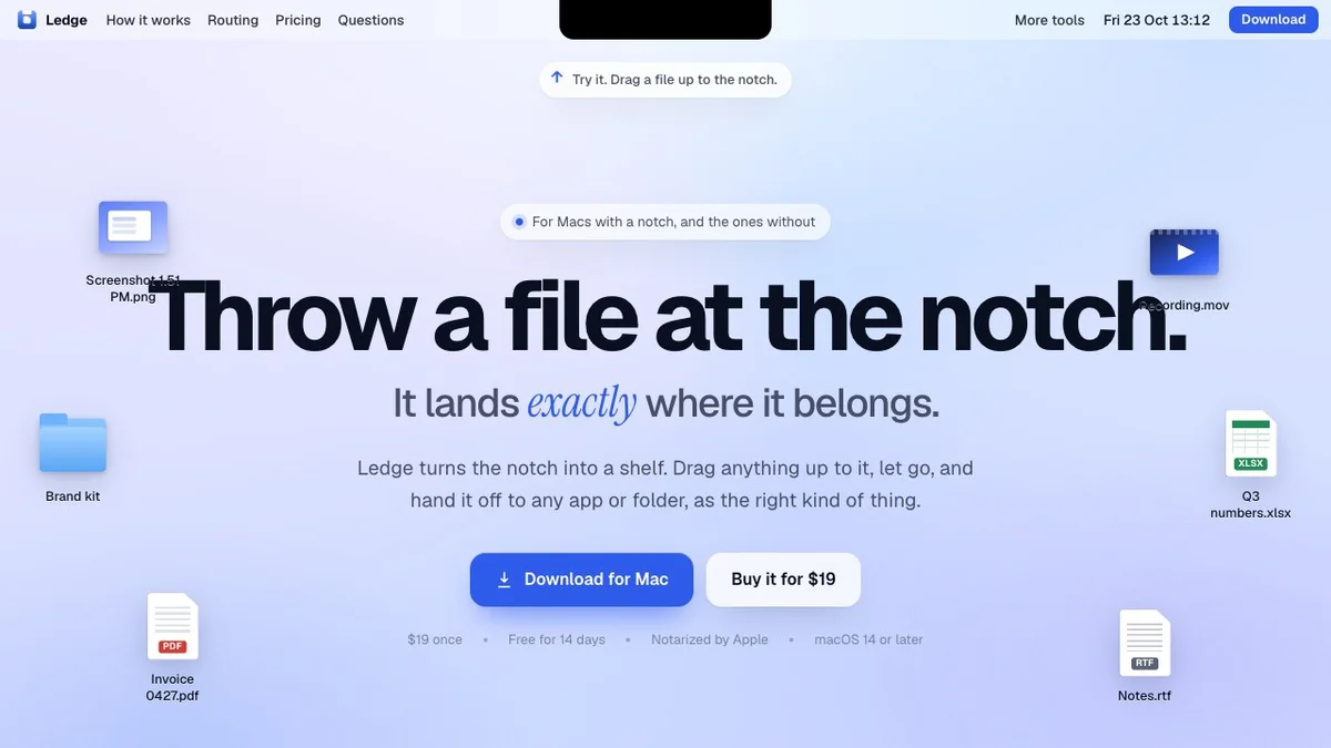 Ledge - Throw a file at the notch, hand it off later