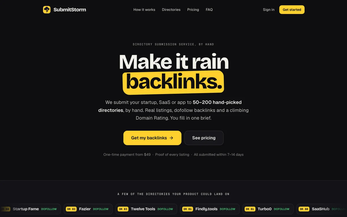 SubmitStorm - Directory submissions done by hand, with proof of every listing