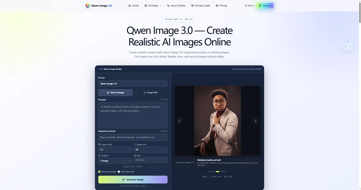 Qwen Image 3.0 - Create and edit high-quality AI images with Qwen Image 3.0