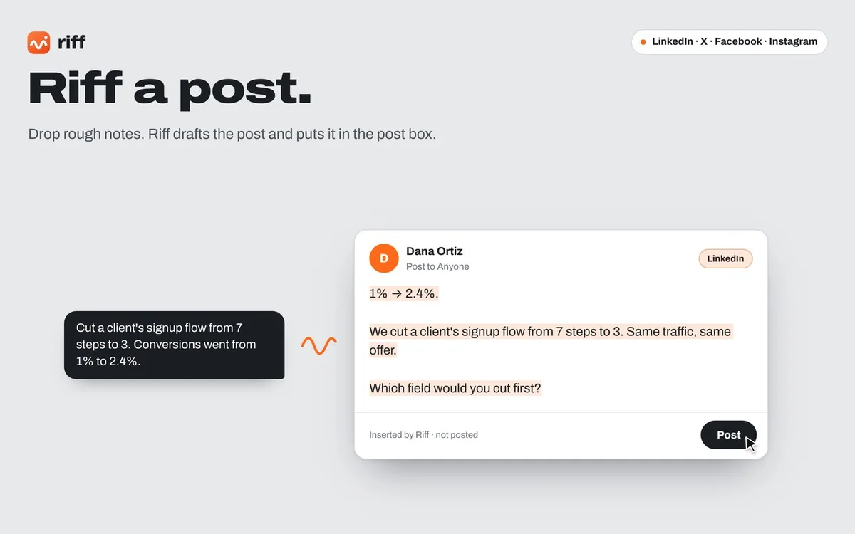 Riff - Fresh replies for every post, written on your computer