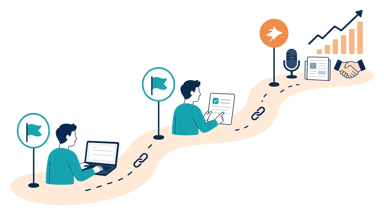 90-day authority backlink roadmap for SaaS startups - directories, content and tools, then podcasts, PR, and partnerships
