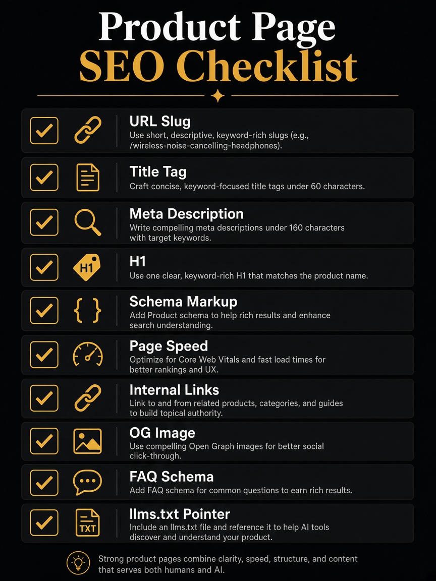 Product page SEO checklist for SaaS founders in 2026