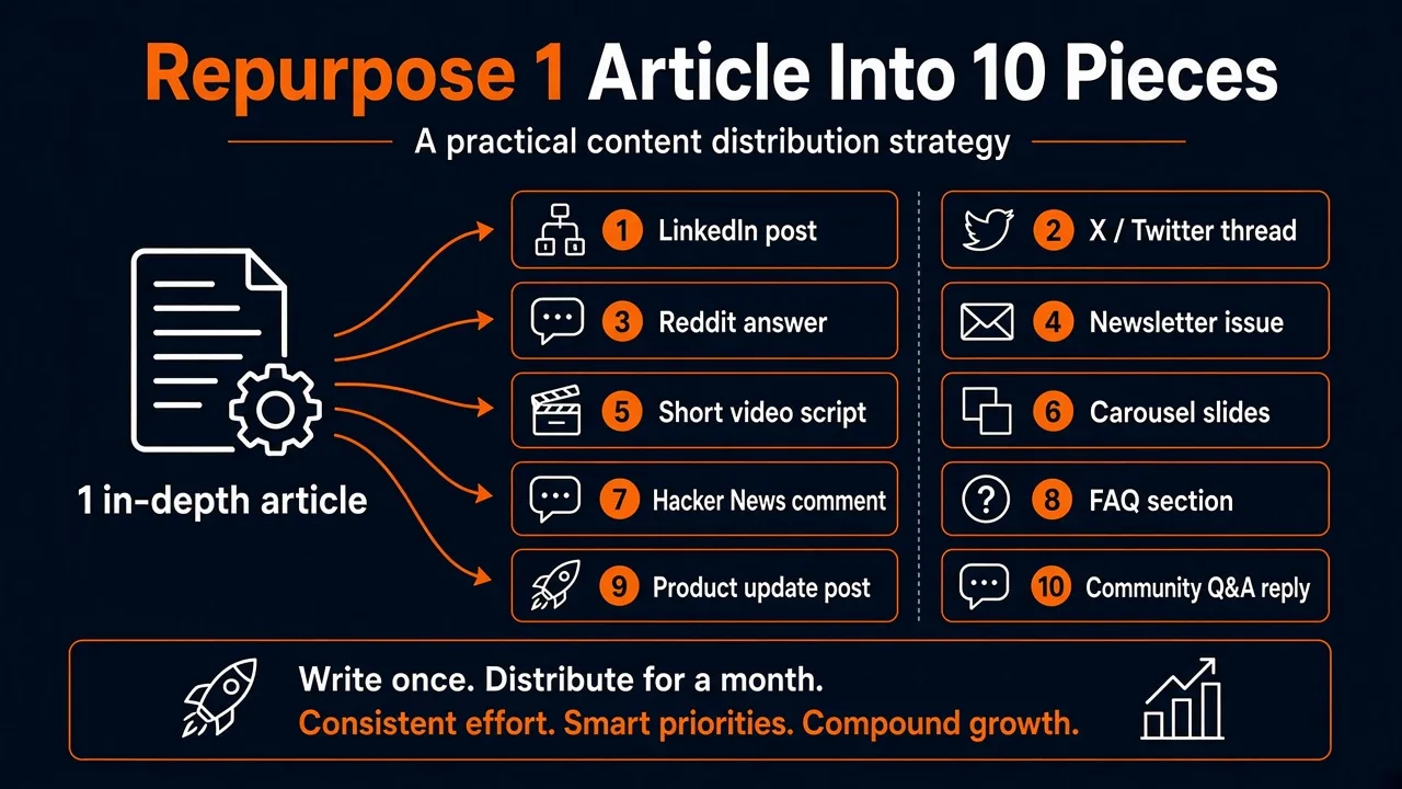 Repurpose one article into ten pieces of content